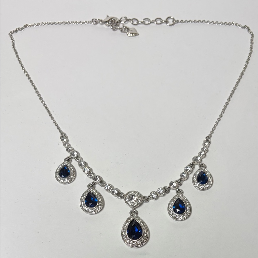 Carolee Silver and Dark BluevTeardrop Necklace